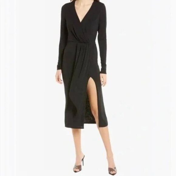 Good American Wrap Dress Shimmer Faux Wrap Midi Dress Size 1/S NWT $129 - Picture 1 of 11